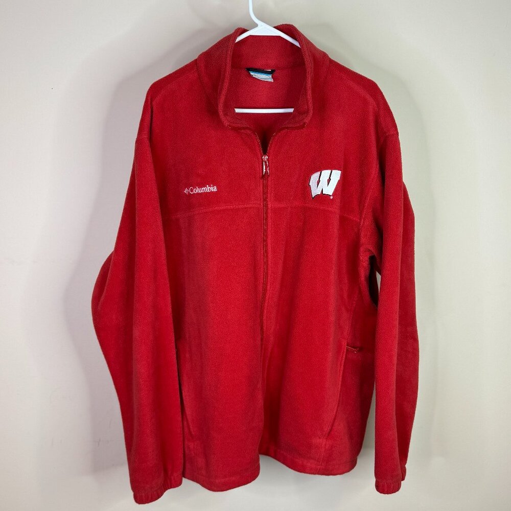 Red 3XL Wisconsin Badgers Columbia Zip-Up Fleece Long Sleeve Jacket